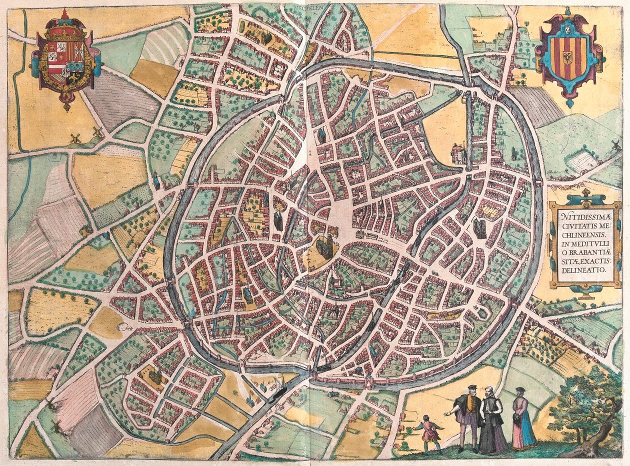 Mechelen, Belgia (gravering av Franz Hogenberg