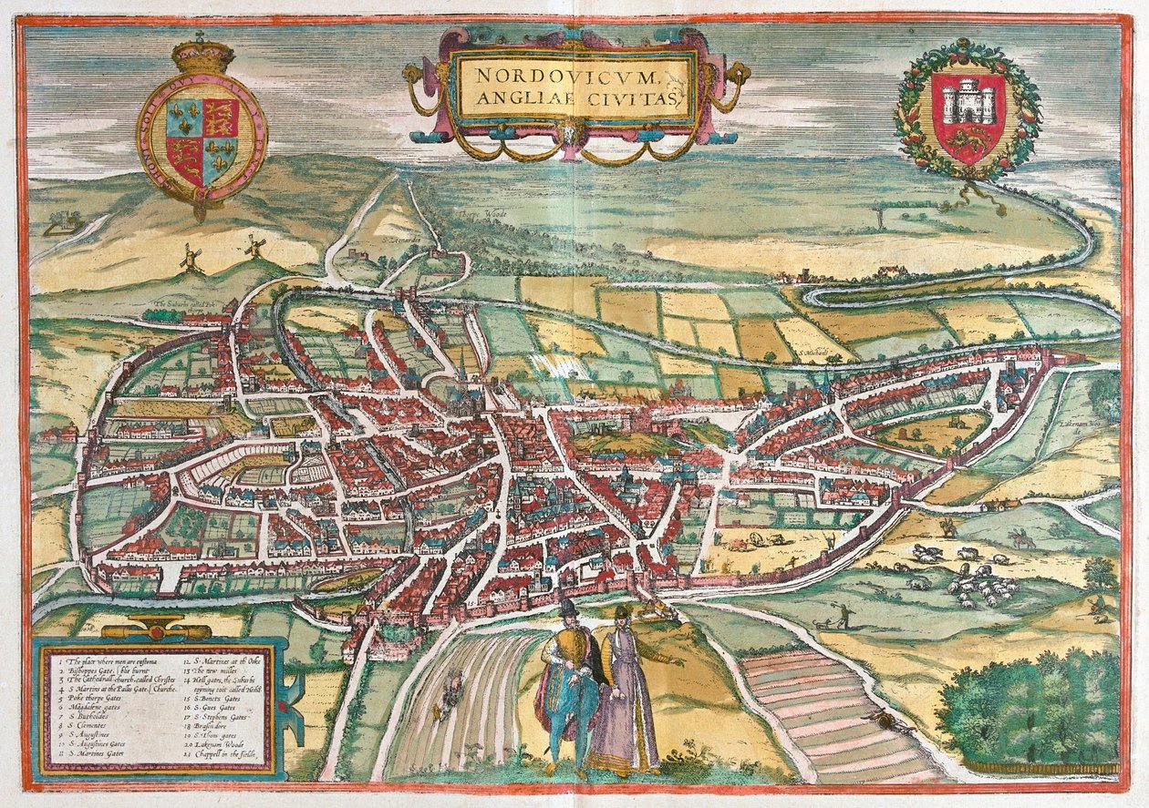 Norwich - Storbritannia (gravering av Franz Hogenberg