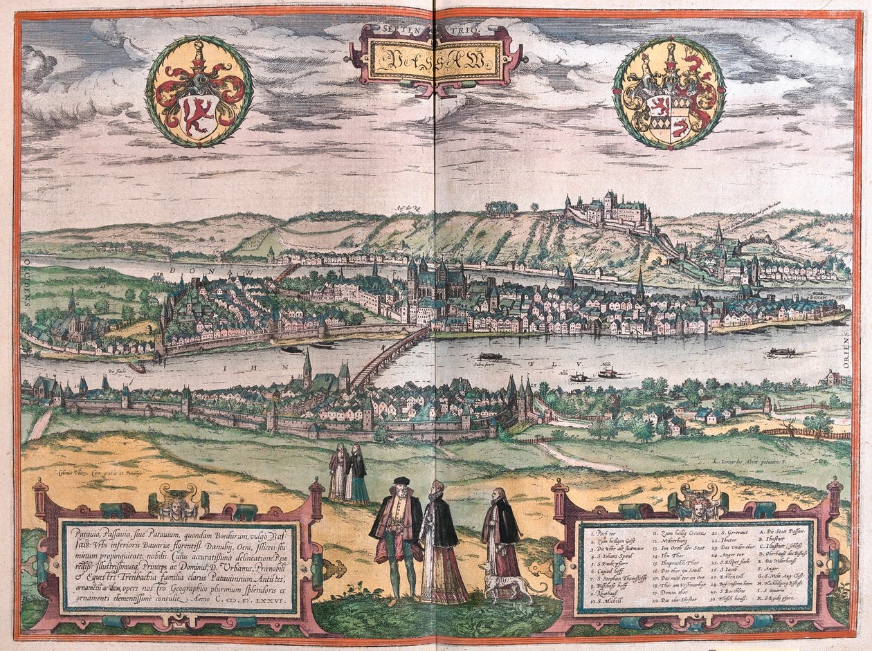 Passau, Tyskland (gravering av Franz Hogenberg
