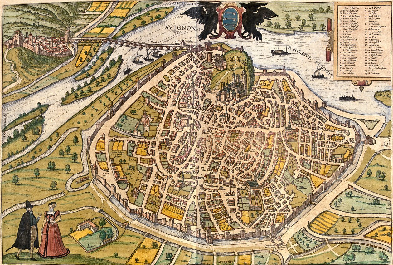 Plan av Avignon, Frankrike (radering av Franz Hogenberg