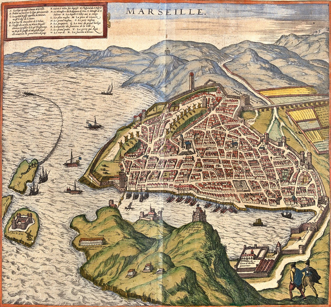 Plan over Marseille, Fance (radering av Franz Hogenberg