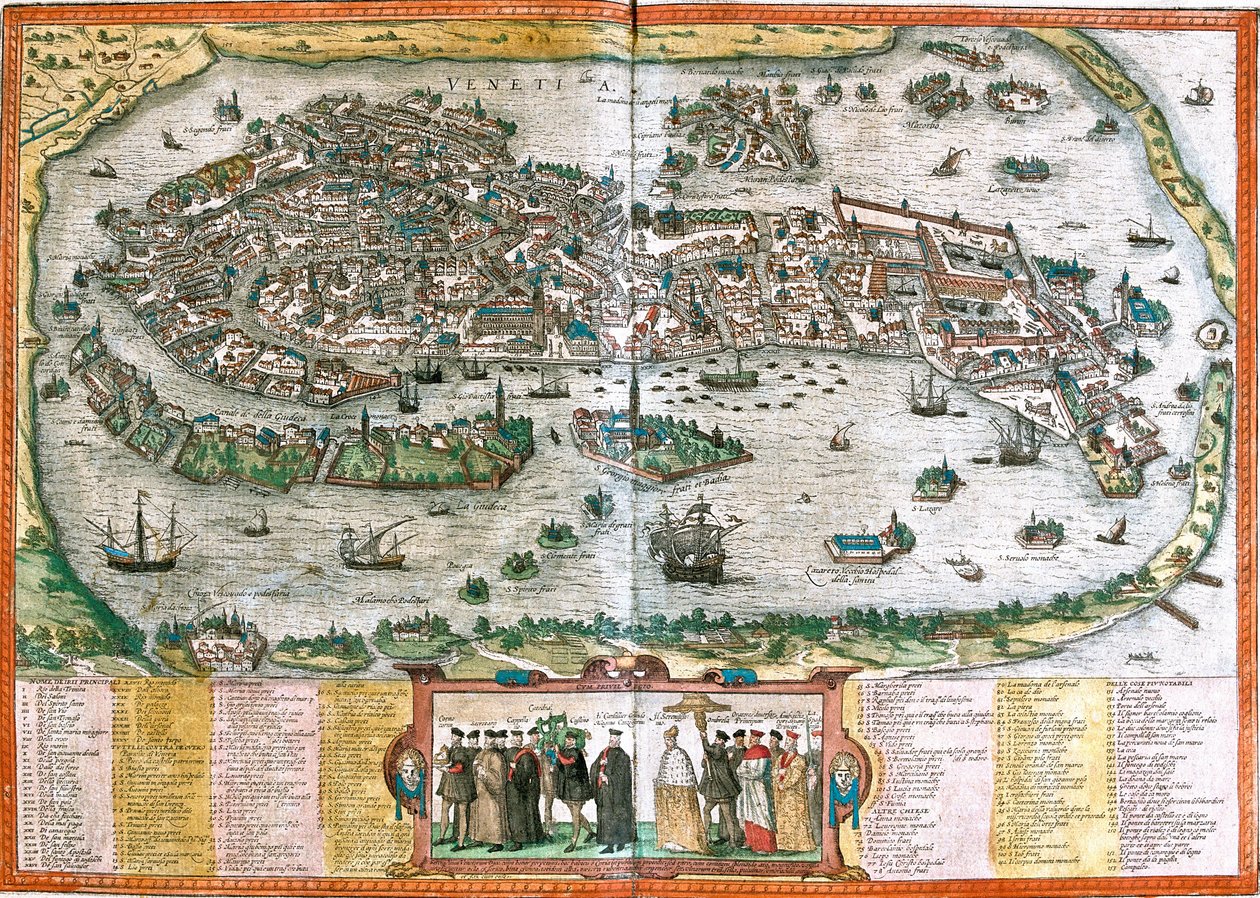 Plan over Venezia (Venezia), Italia (radering av Franz Hogenberg