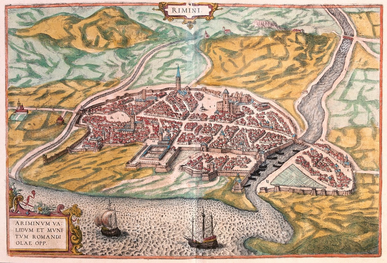 Rimini, Italia (gravering av Franz Hogenberg