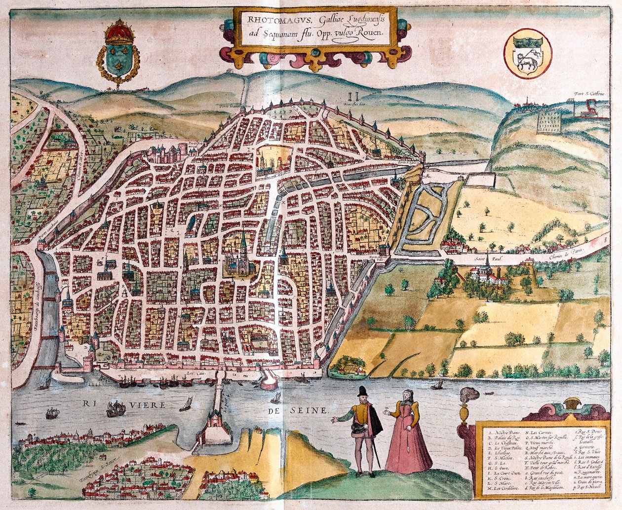 Rouen - Frankrike (gravering av Franz Hogenberg