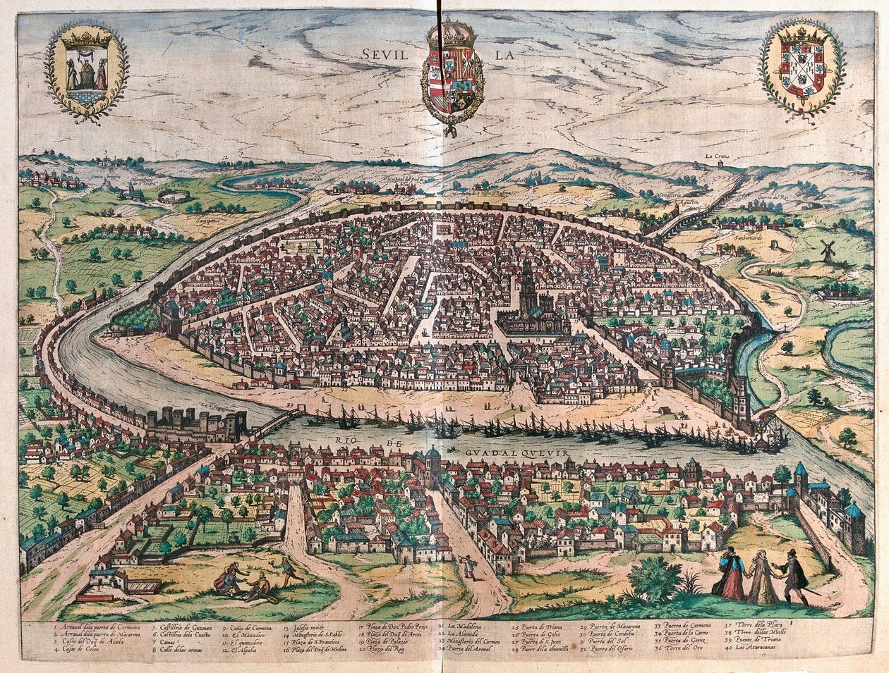 Sevilla, Spania (gravering av Franz Hogenberg
