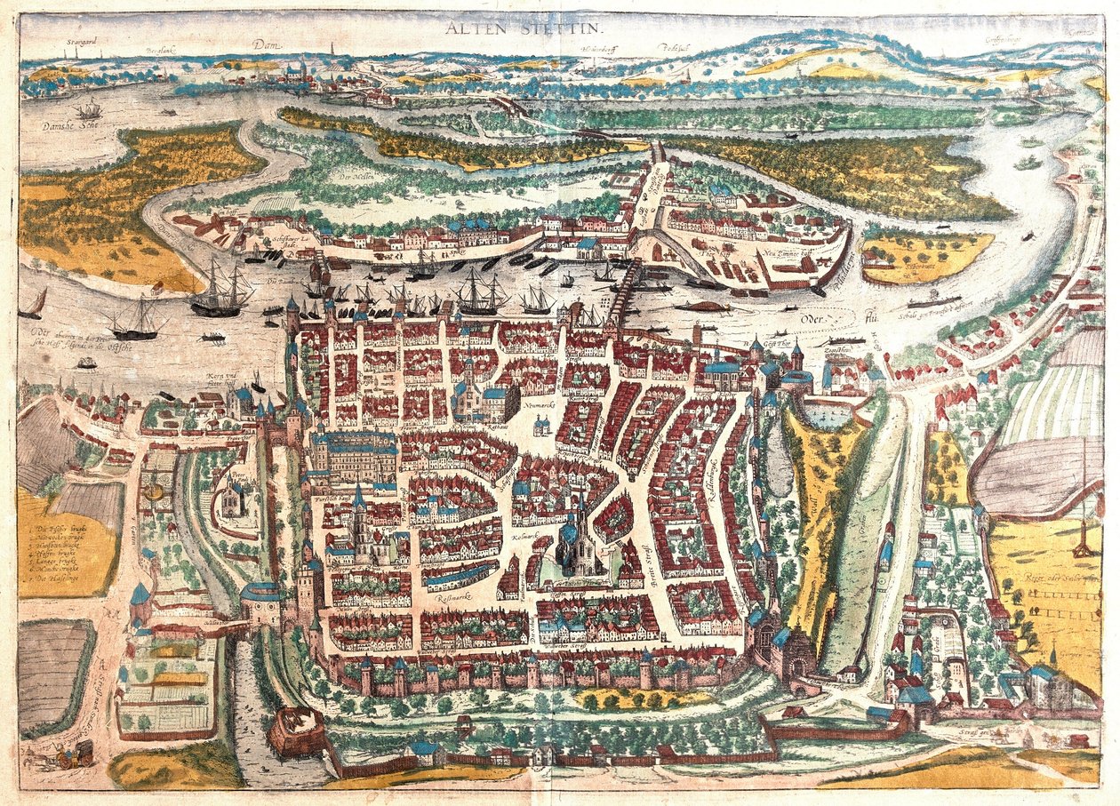 Szczecin, Polen (gravering av Franz Hogenberg
