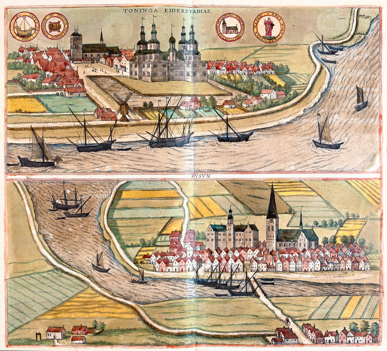 Tonning og Husum, Tyskland (gravering av Franz Hogenberg