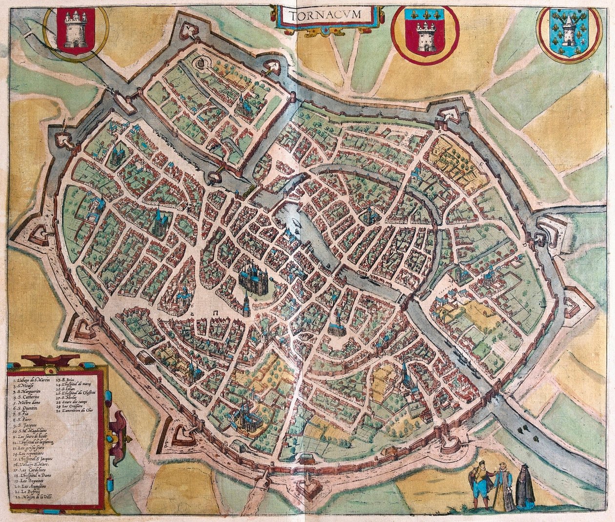 Tournai, Belgia (gravering av Franz Hogenberg