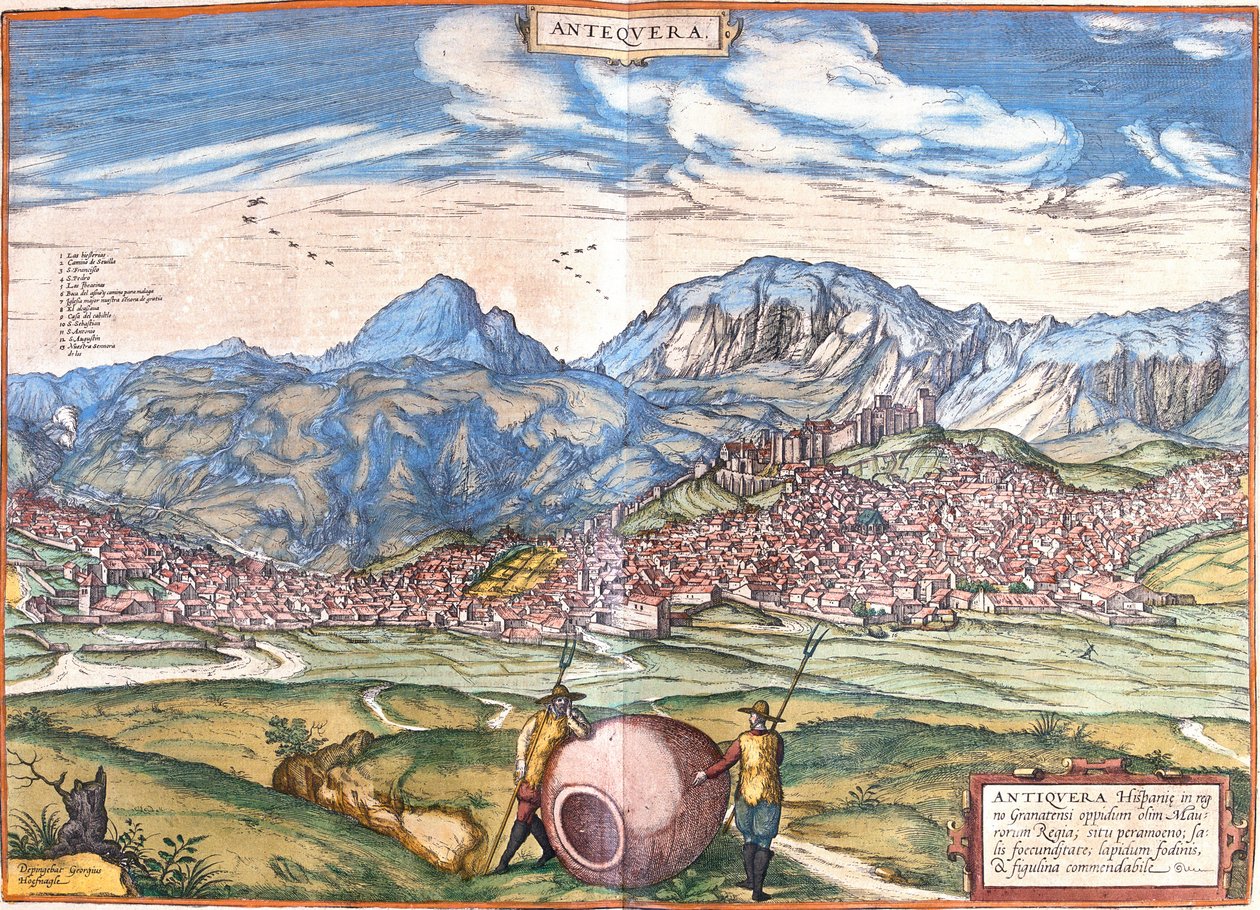 Utsikt over Antequera, Spania (etsning av Franz Hogenberg