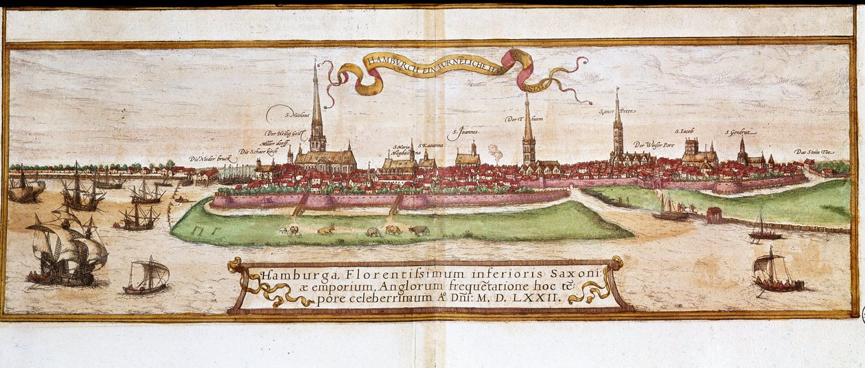Utsikt over Hamburg (gravering av Franz Hogenberg