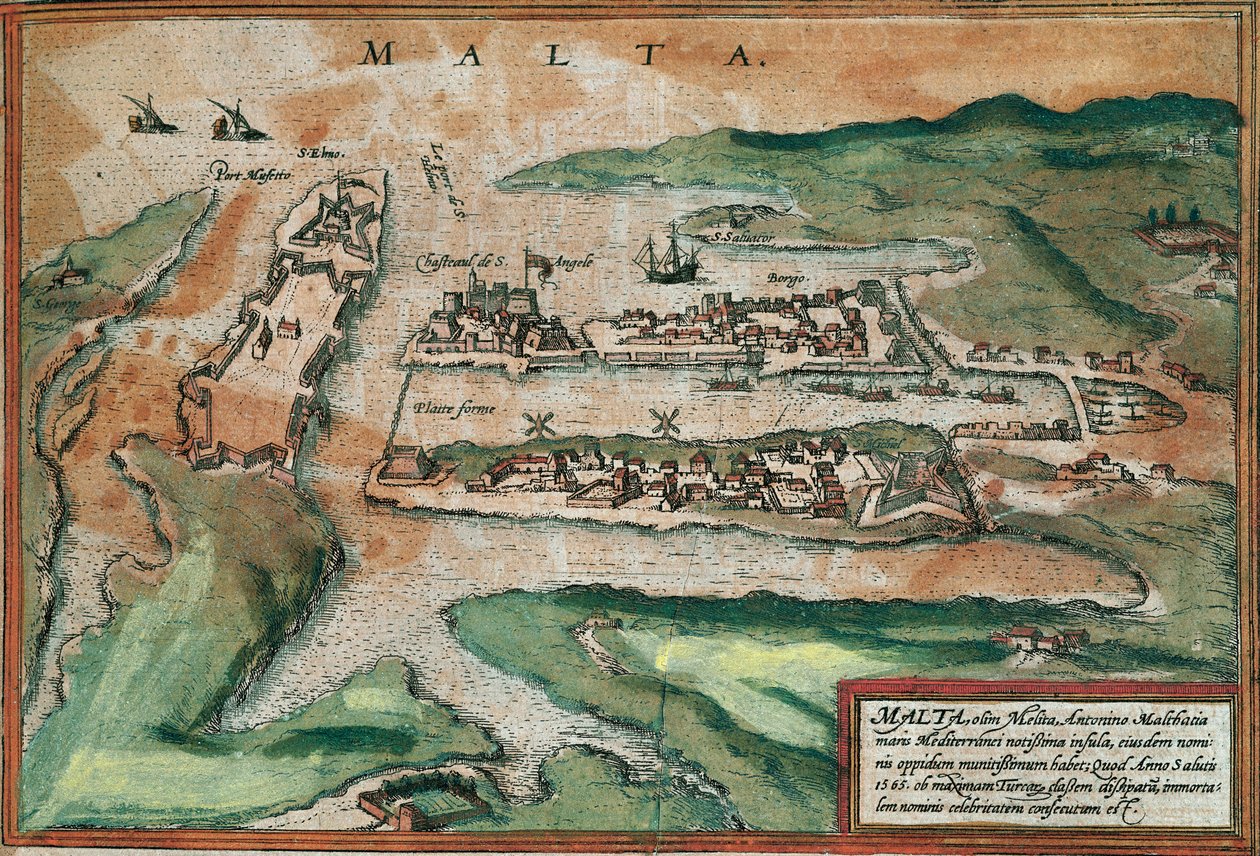 Utsikt over Malta (gravering av Franz Hogenberg