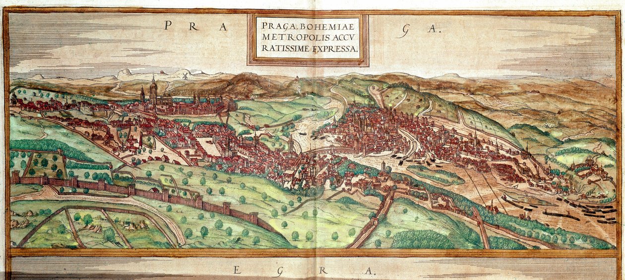 Utsikt over Praha (gravering av Franz Hogenberg