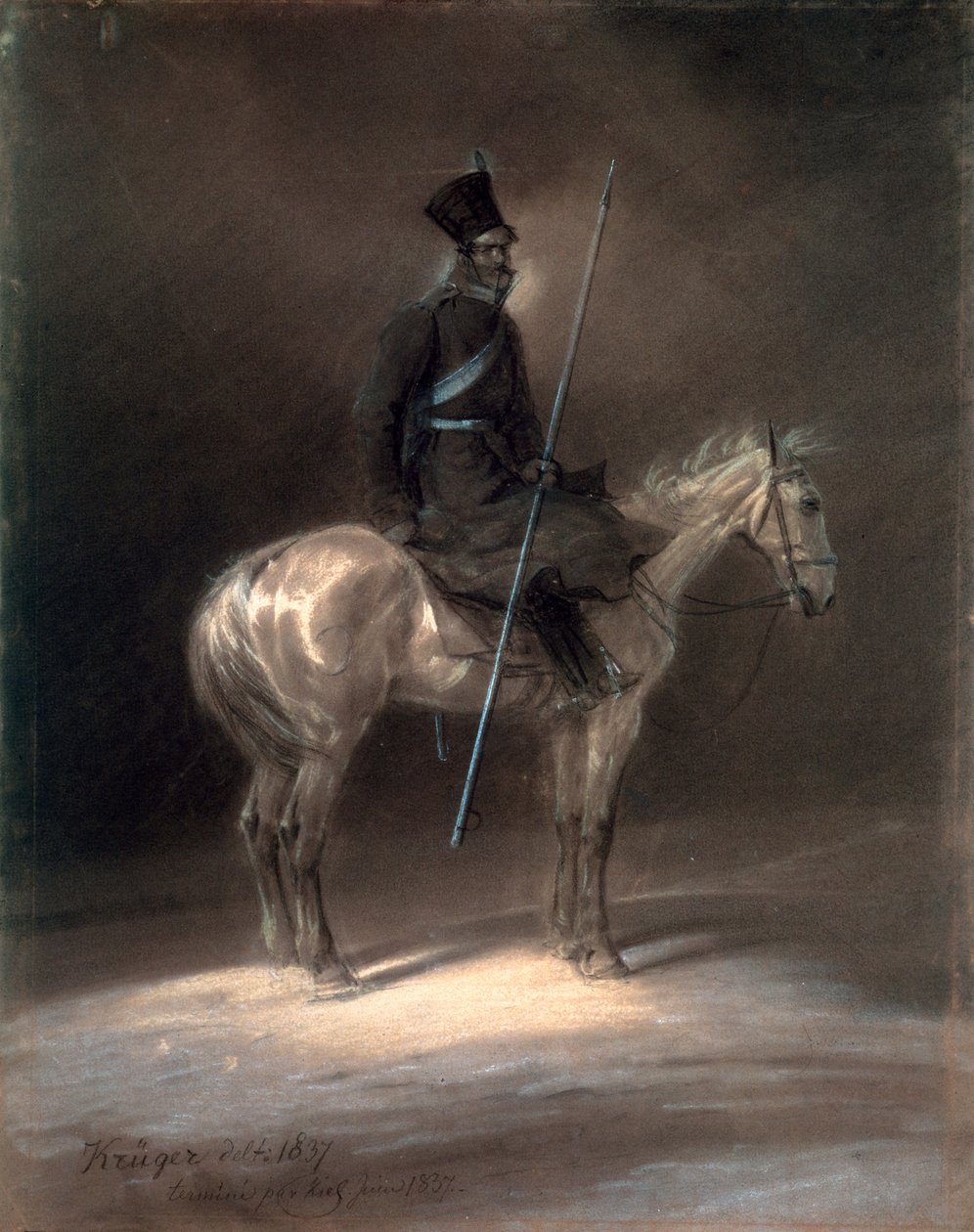 Kosakk til hest, 1837. av Franz Krüger
