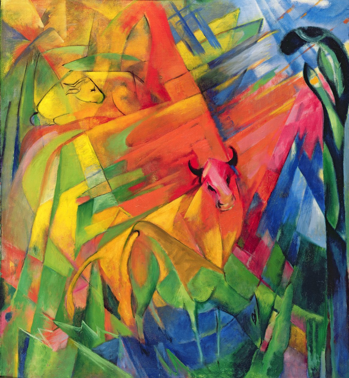 Dyr i et landskap, 1914 av Franz Marc