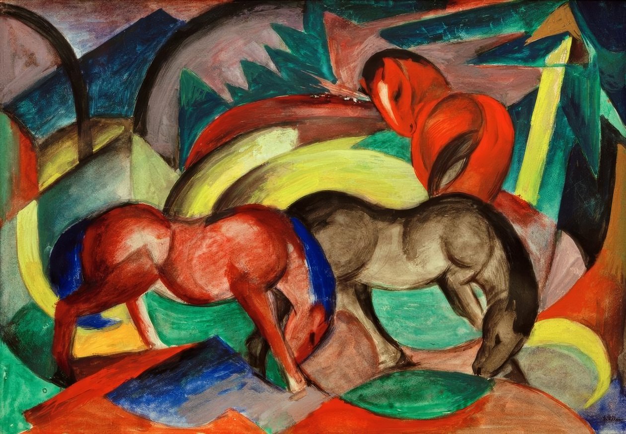 Tre hester av Franz Marc