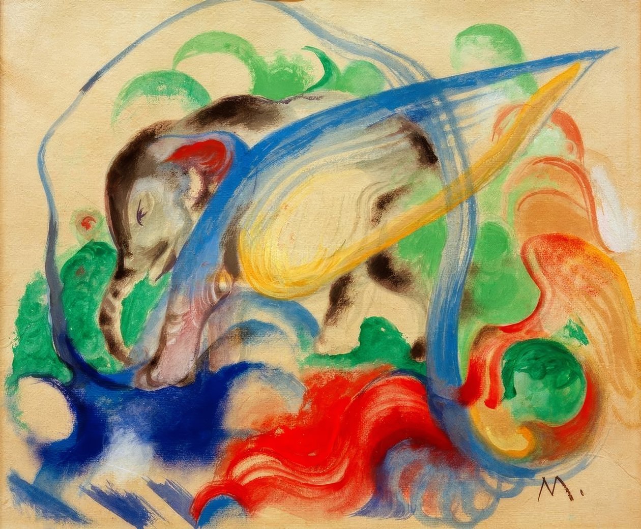 Fabletier (Grauer Elephant) av Franz Marc