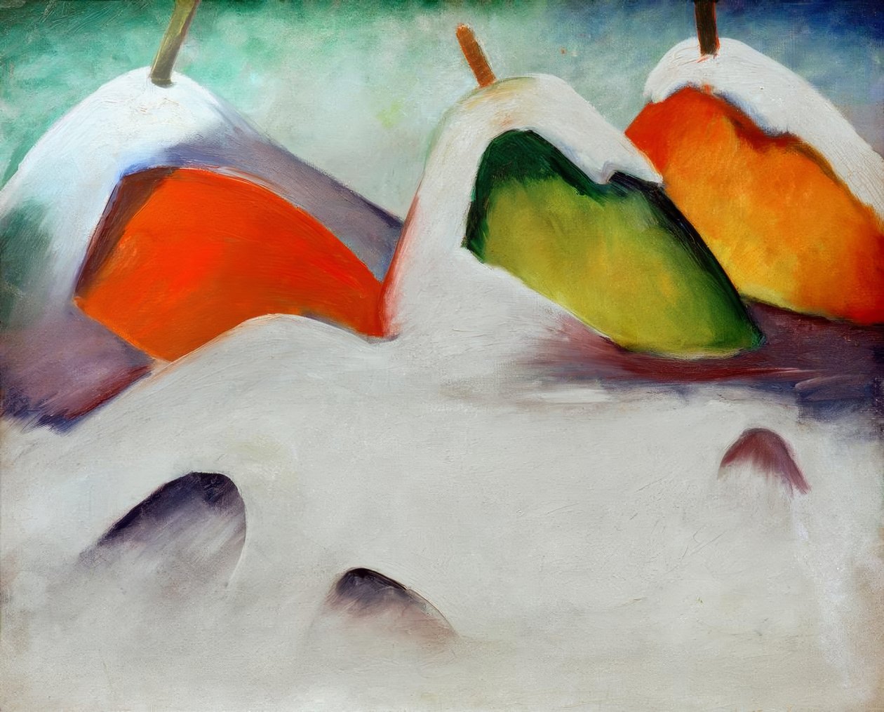 Huker seg i snøen av Franz Marc