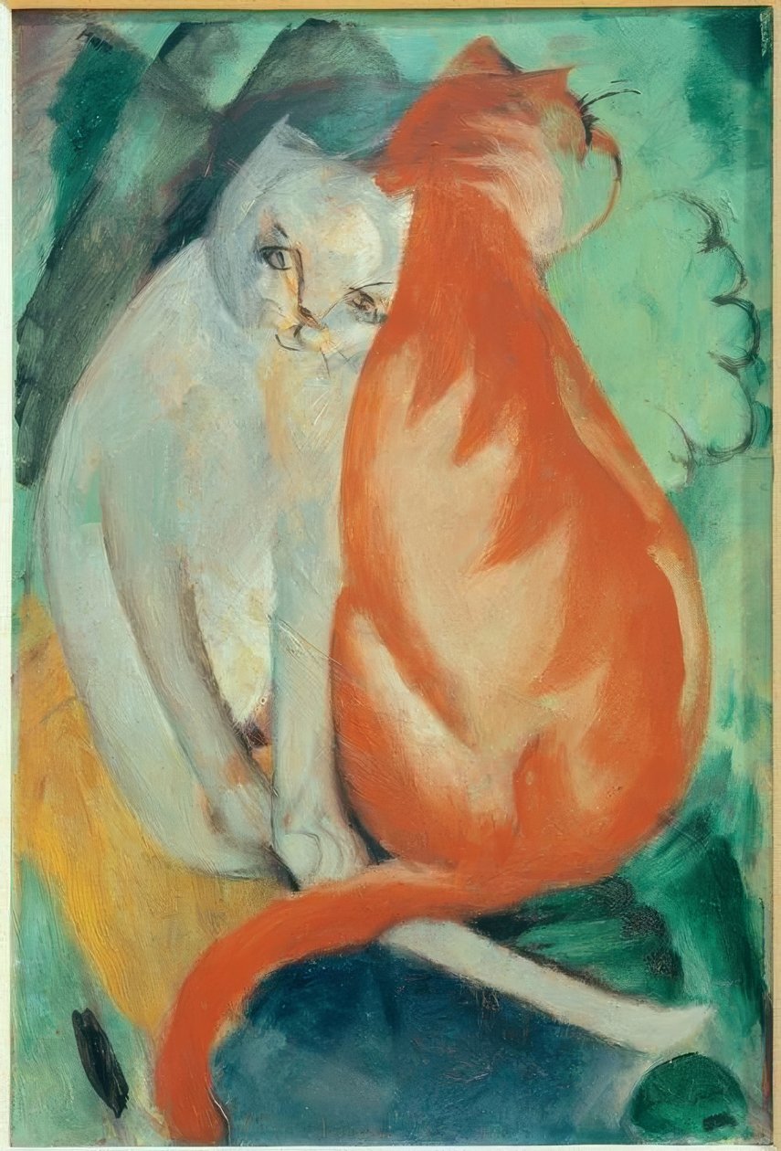 Katter, røde og hvite av Franz Marc