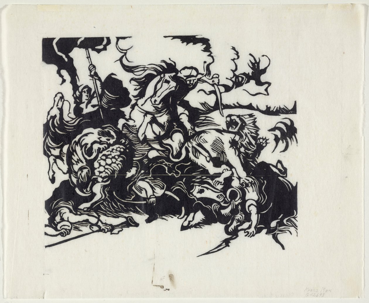 Løvejakt etter Delacroix av Franz Marc