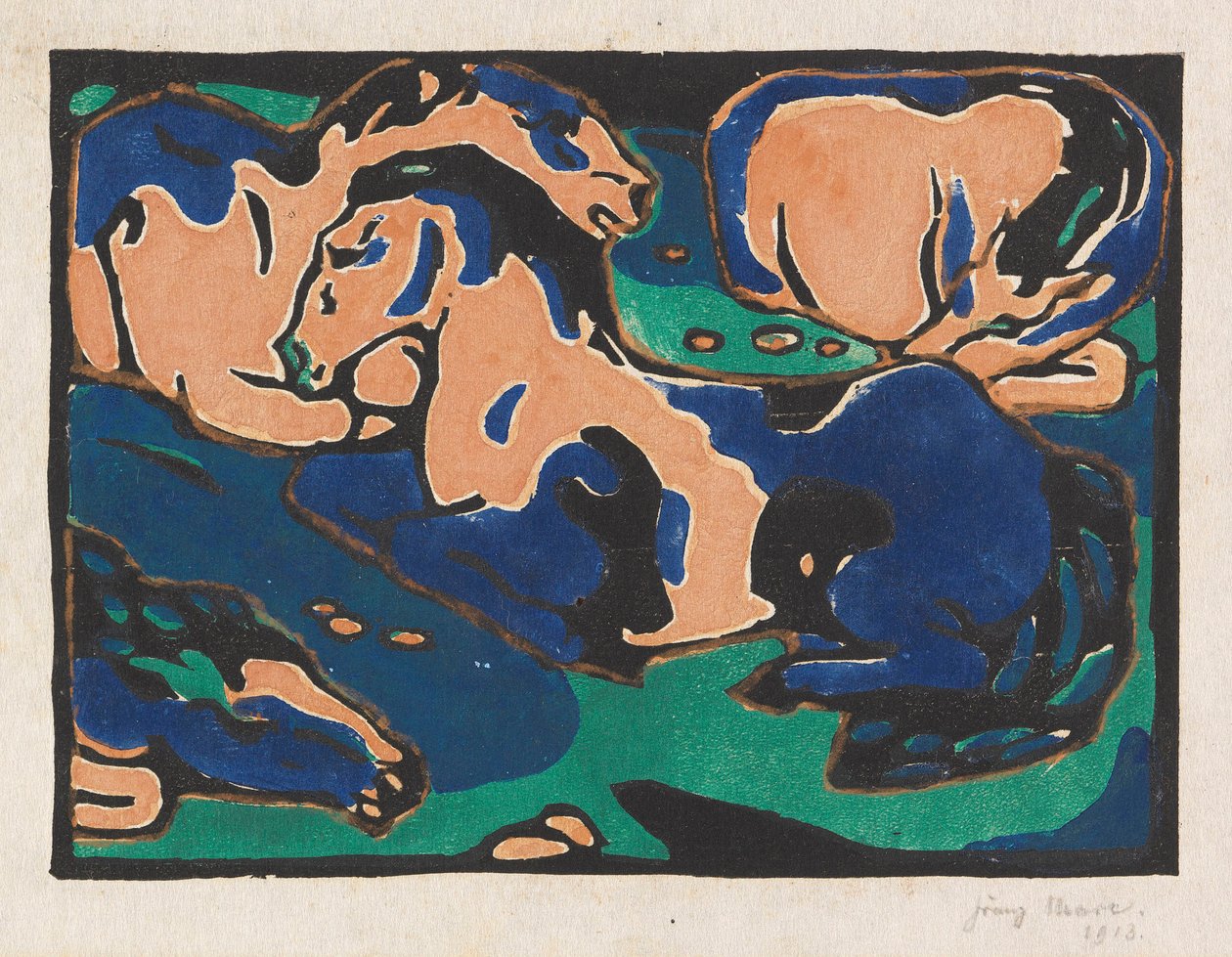 Hvilende hester, 1911-1912. av Franz Marc