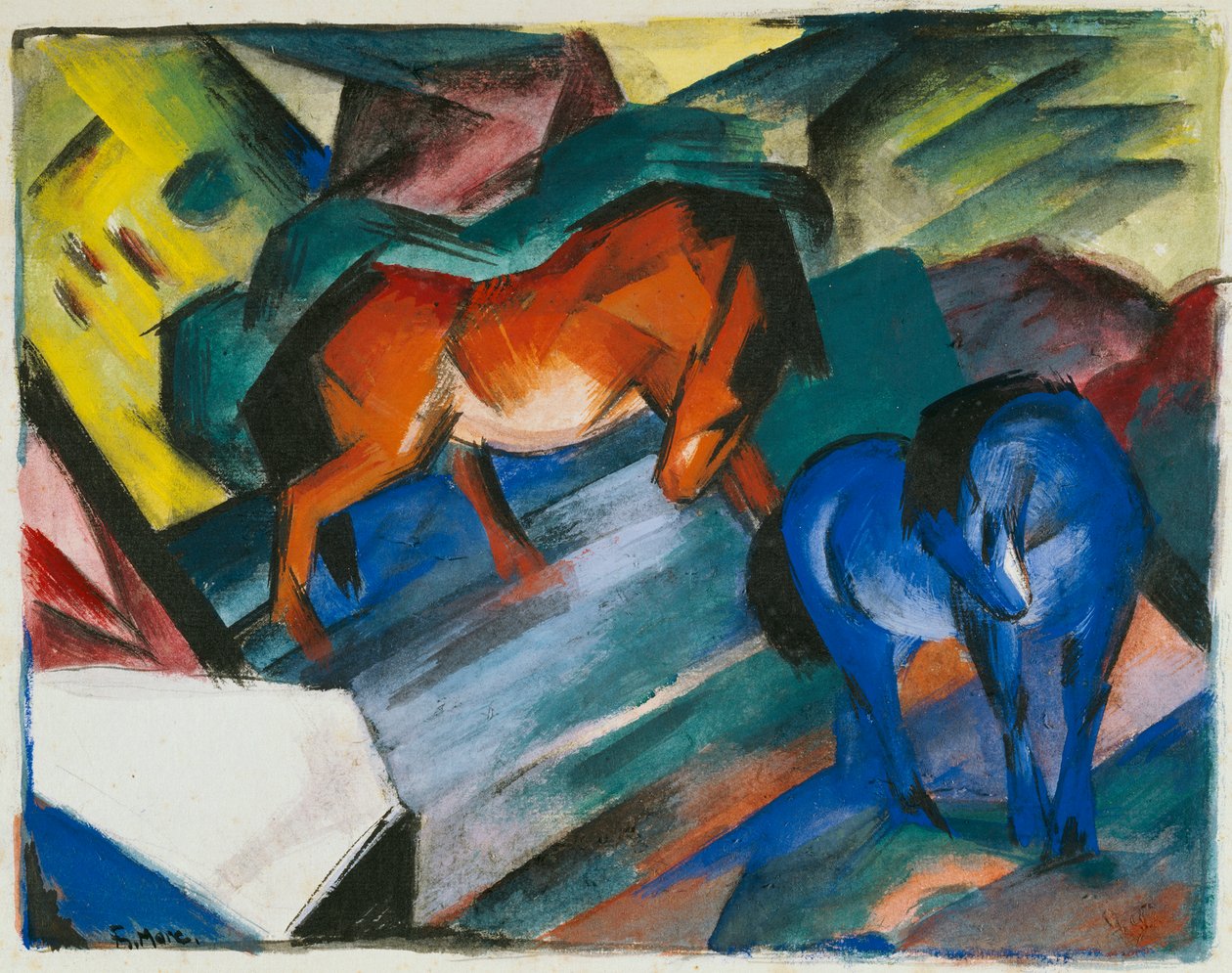 Rød og blå hest av Franz Marc