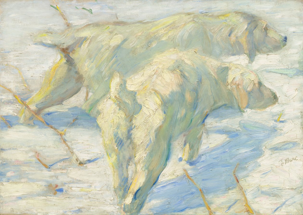 Sibirske hunder i snøen av Franz Marc