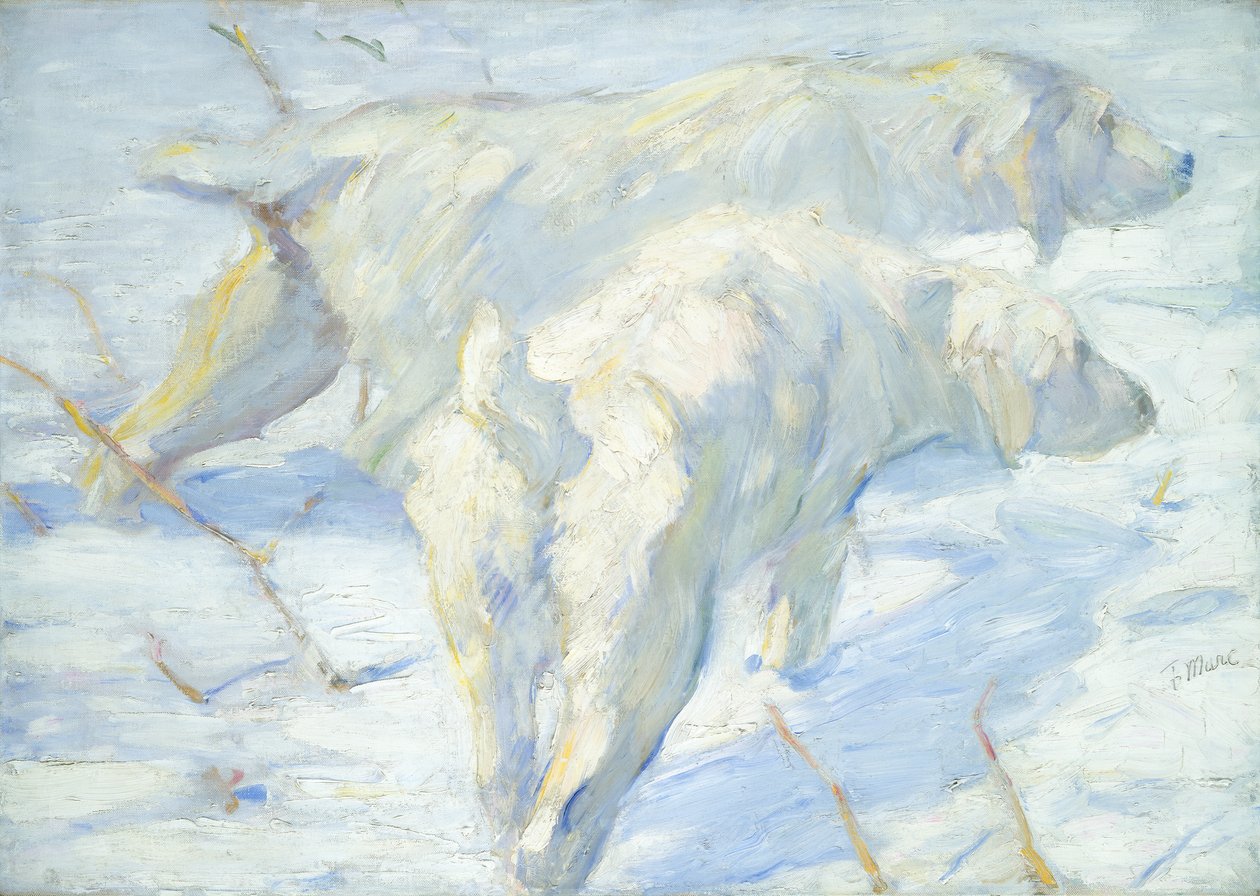 Sibirske hunder i snøen av Franz Marc