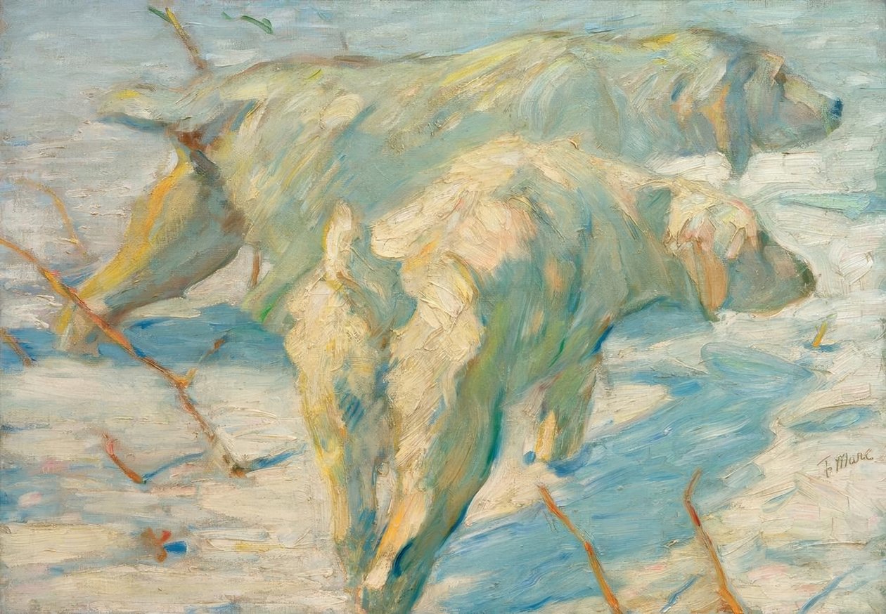 Sibirske gjetere (sibirske hunder i snø) av Franz Marc