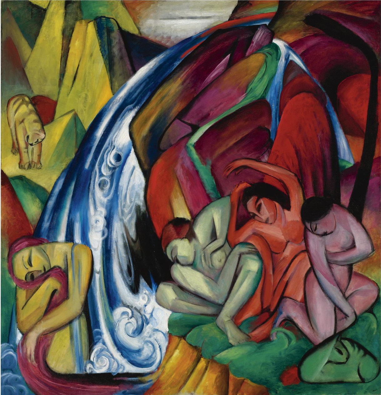 Fossen Kvinner under en foss, 1912 av Franz Marc