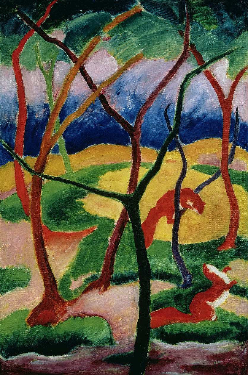 Weasels Playing, 1911 av Franz Marc