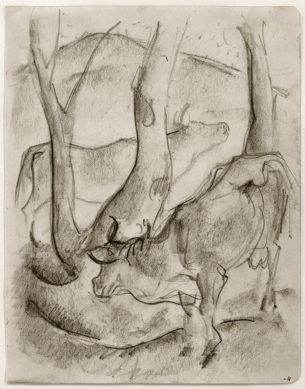 To kyr under trær av Franz Marc