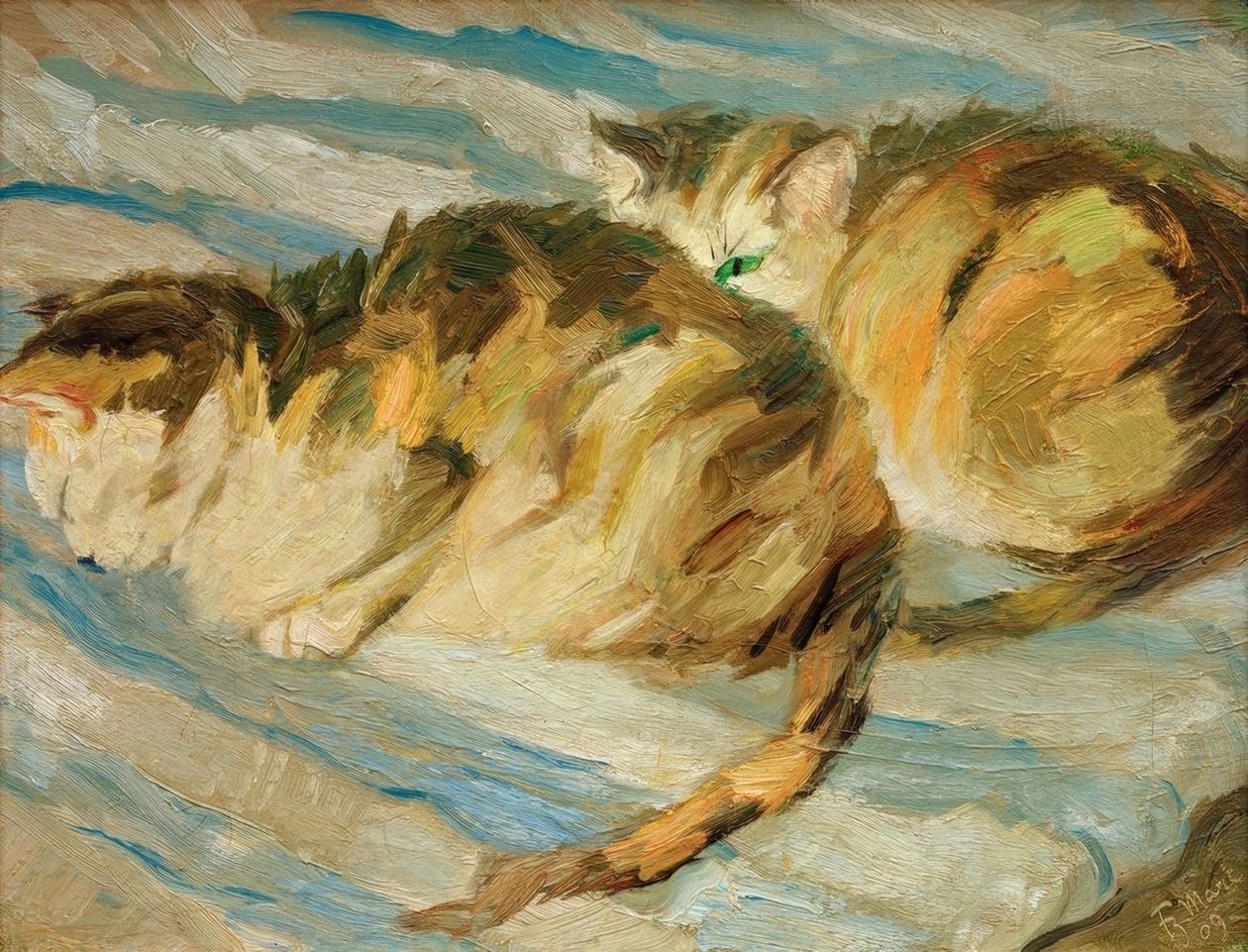 To grå katter (kattstudie II) av Franz Marc