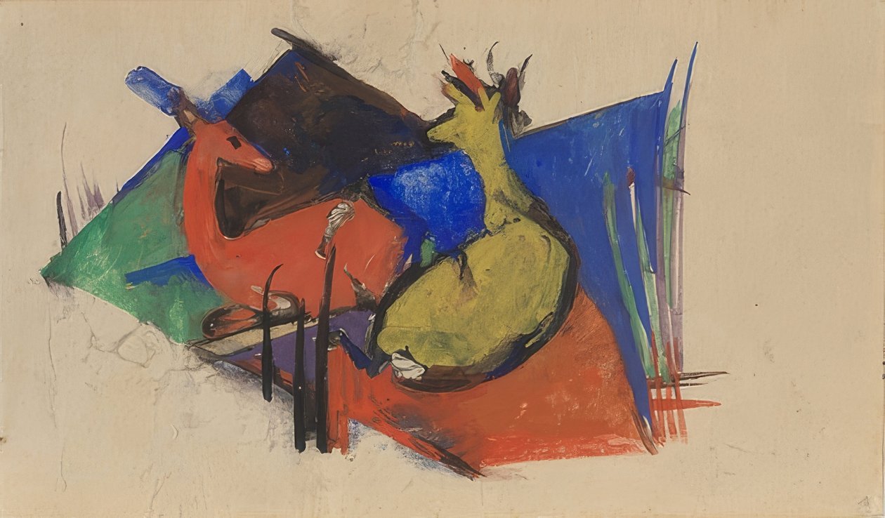 To liggende rådyr. 1912-13 av Franz Marc