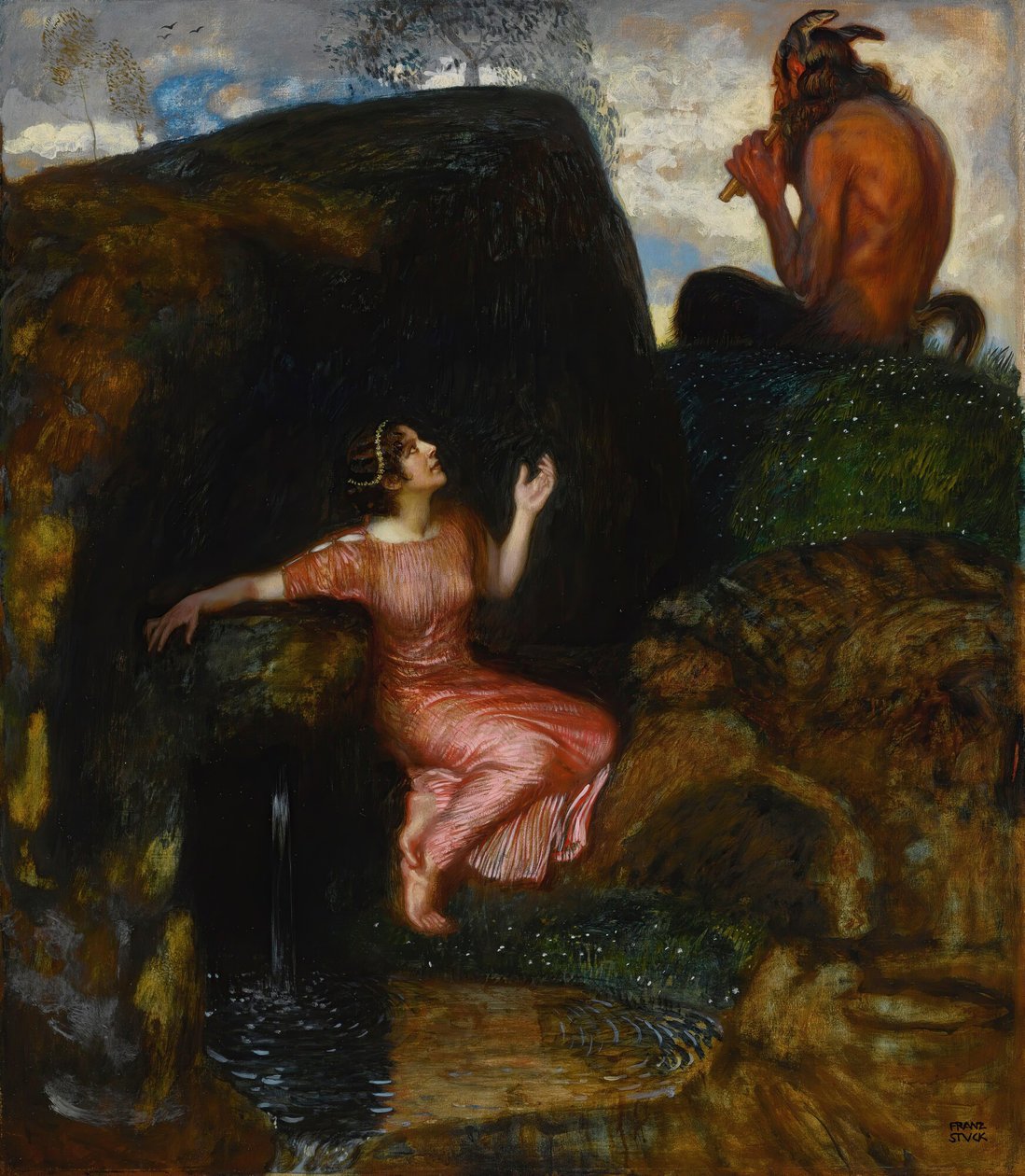 Ved kilden Avlyttingsnymfe. av Franz Stuck Ritter von