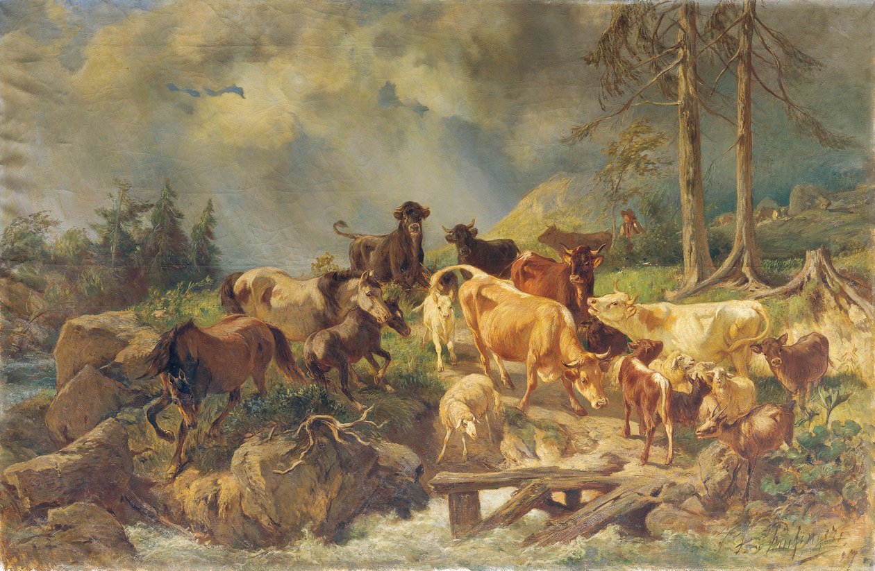 Fjelllandskap med kyr av Franz Xaver von Pausinger
