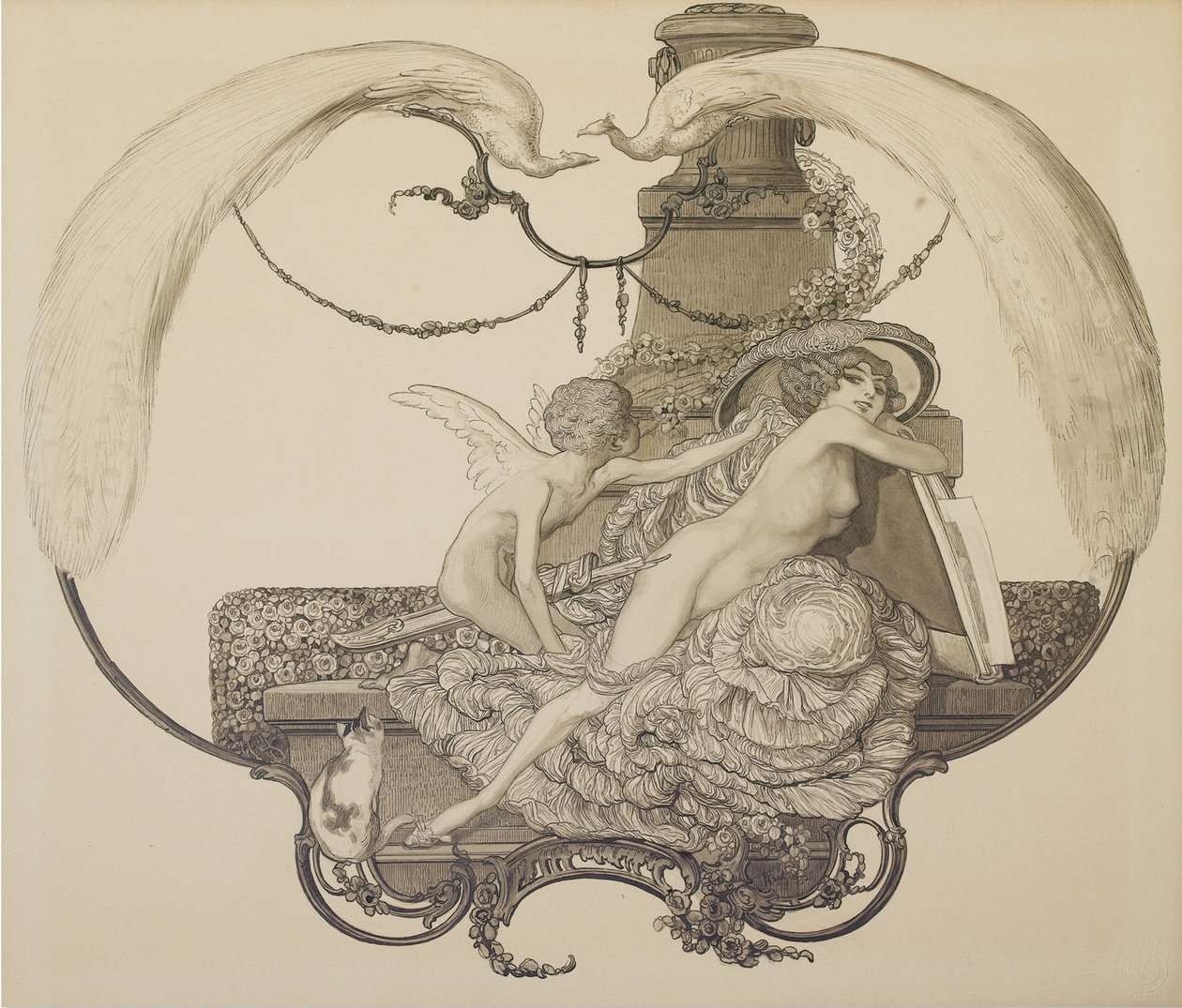 Design for en bokplate av Franz von Bayros
