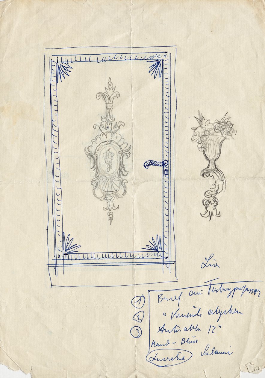 Designskisse for en dør av Franz von Matsch
