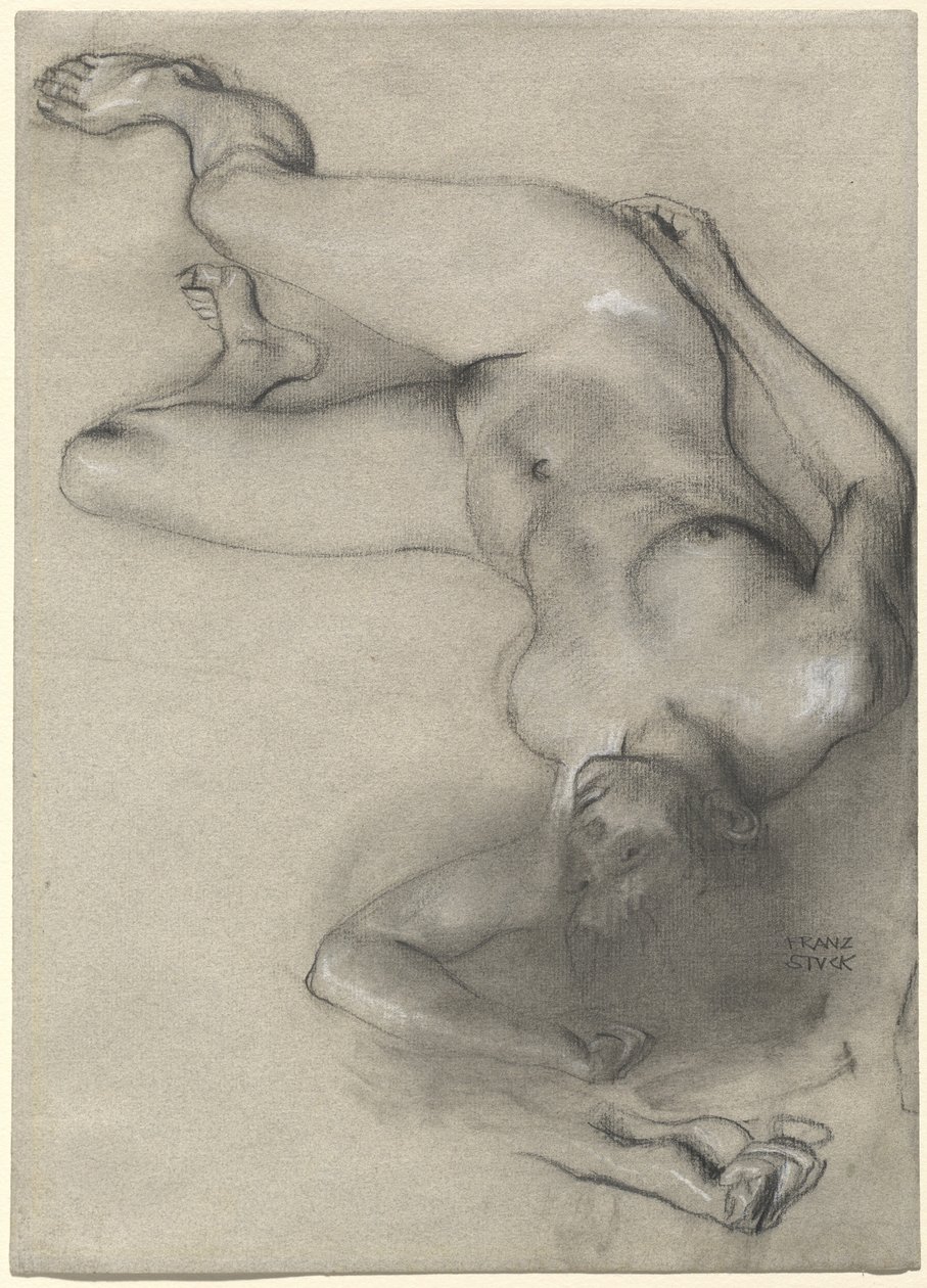 Naken kvinne som ligger på bakken av Franz von Stuck