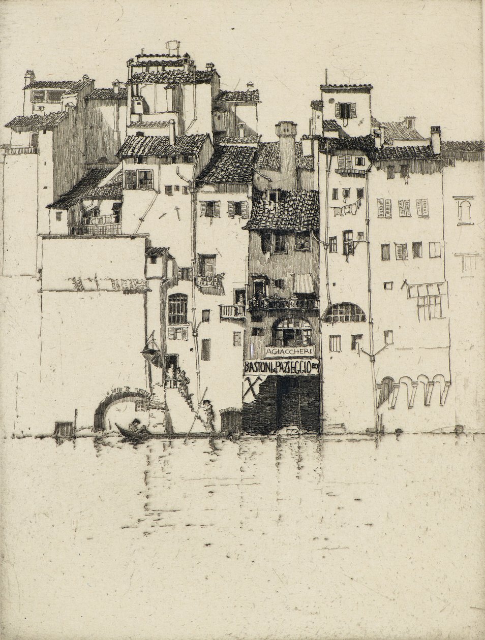På Arno, 1900-tallet (etsing) av Fred Richards