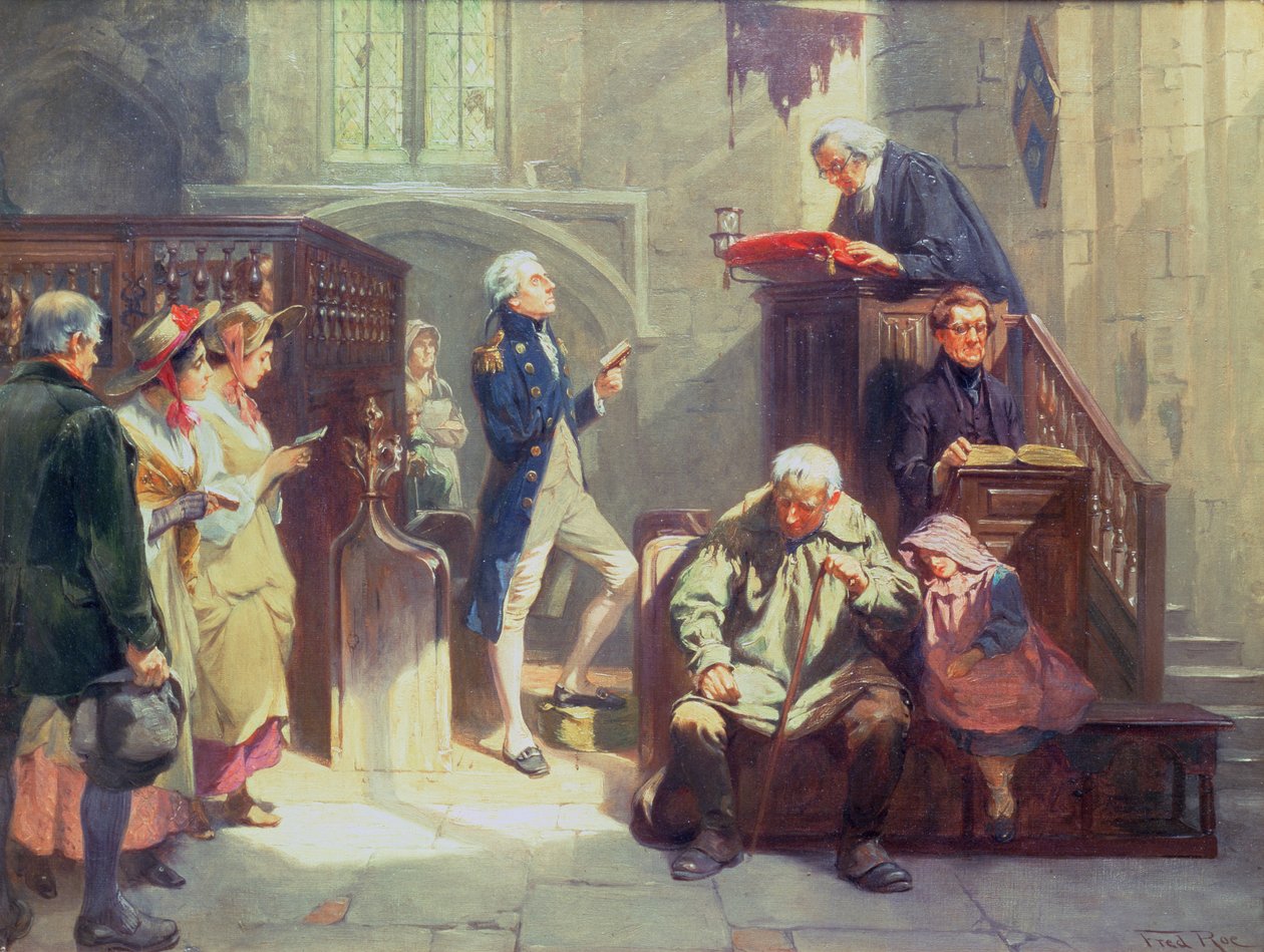 Nelson at Church (olje på lerret) av Fred Roe