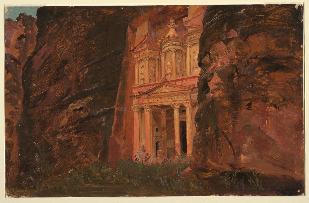 Tegning, El Khasneh, Petra, slutten av februar 1868 av Frederic Edwin Church