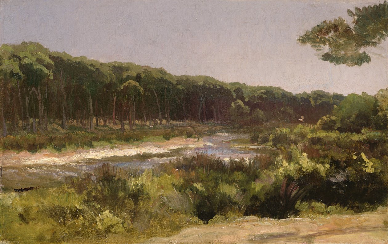 Toskansk landskap (elven Arno ved San Rossore) av Frederic Leighton