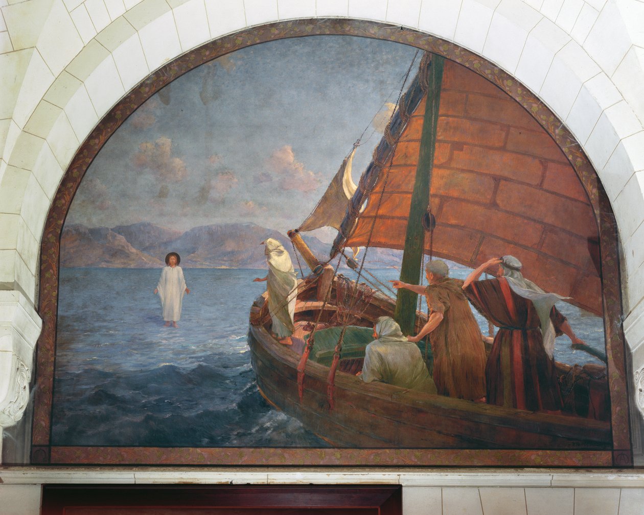 Kristus går på vannet, 1917 av Frederic Montenard