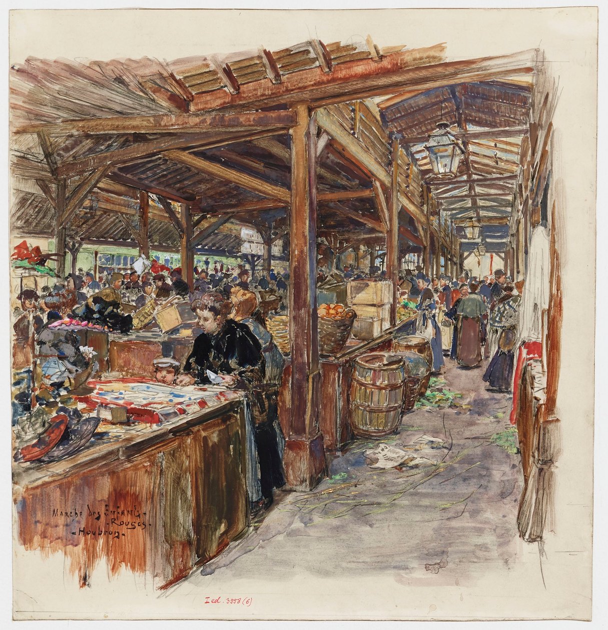 Inne i Marché des Enfants-Rouges av Frederic Anatole Houbron