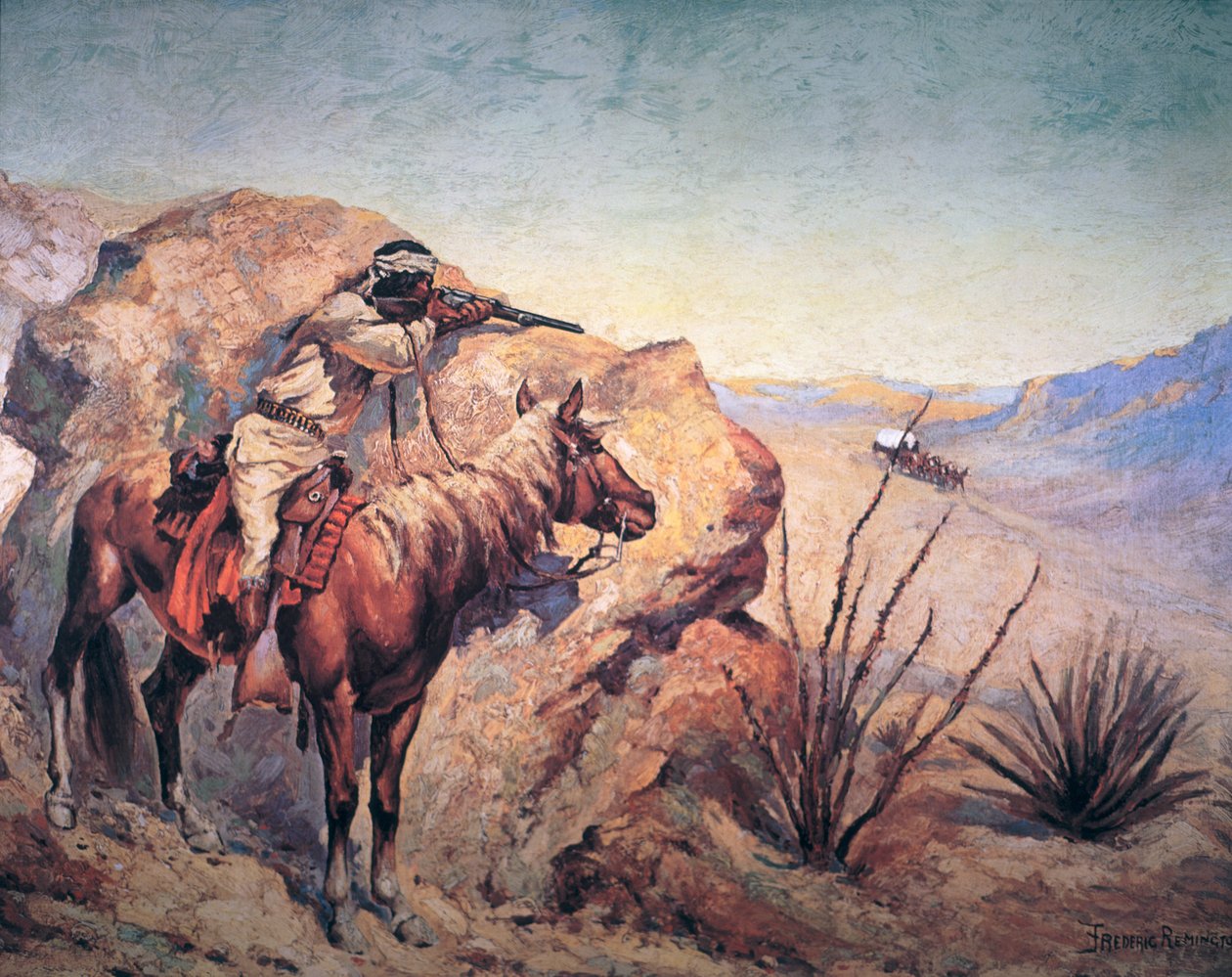 Apache Ambush (olje på lerret) av Frederic Remington