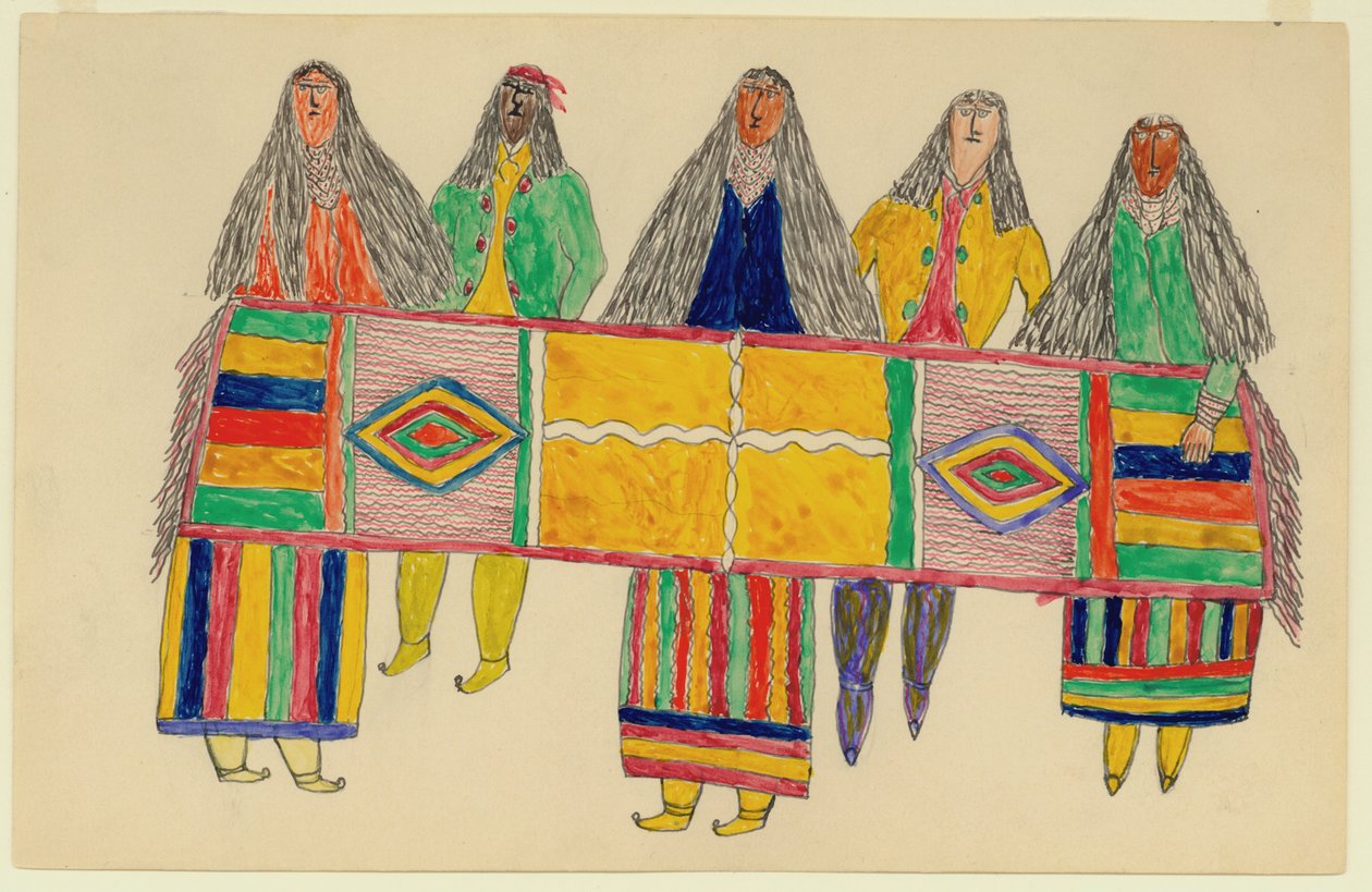 Apache-indianere, ca. 1894-99 (blekk og wc på papir) av Frederick Gokliz