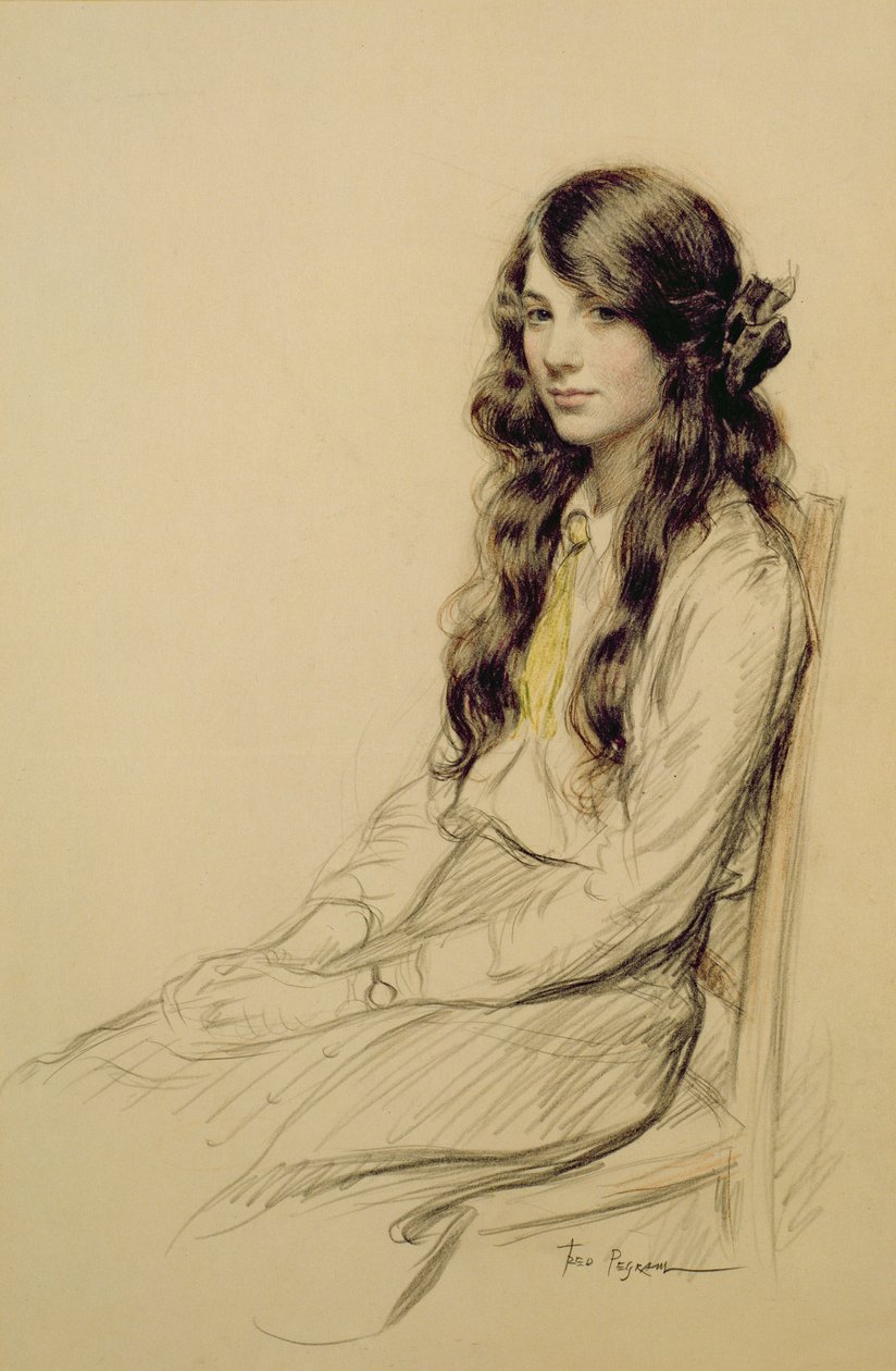 Portrait of a Young Girl, ca. 1914 (kritt) av Frederick Pegram