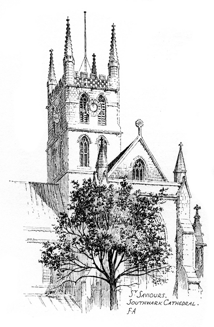 Southwark Cathedral, London, 1912 av Frederick Adcock