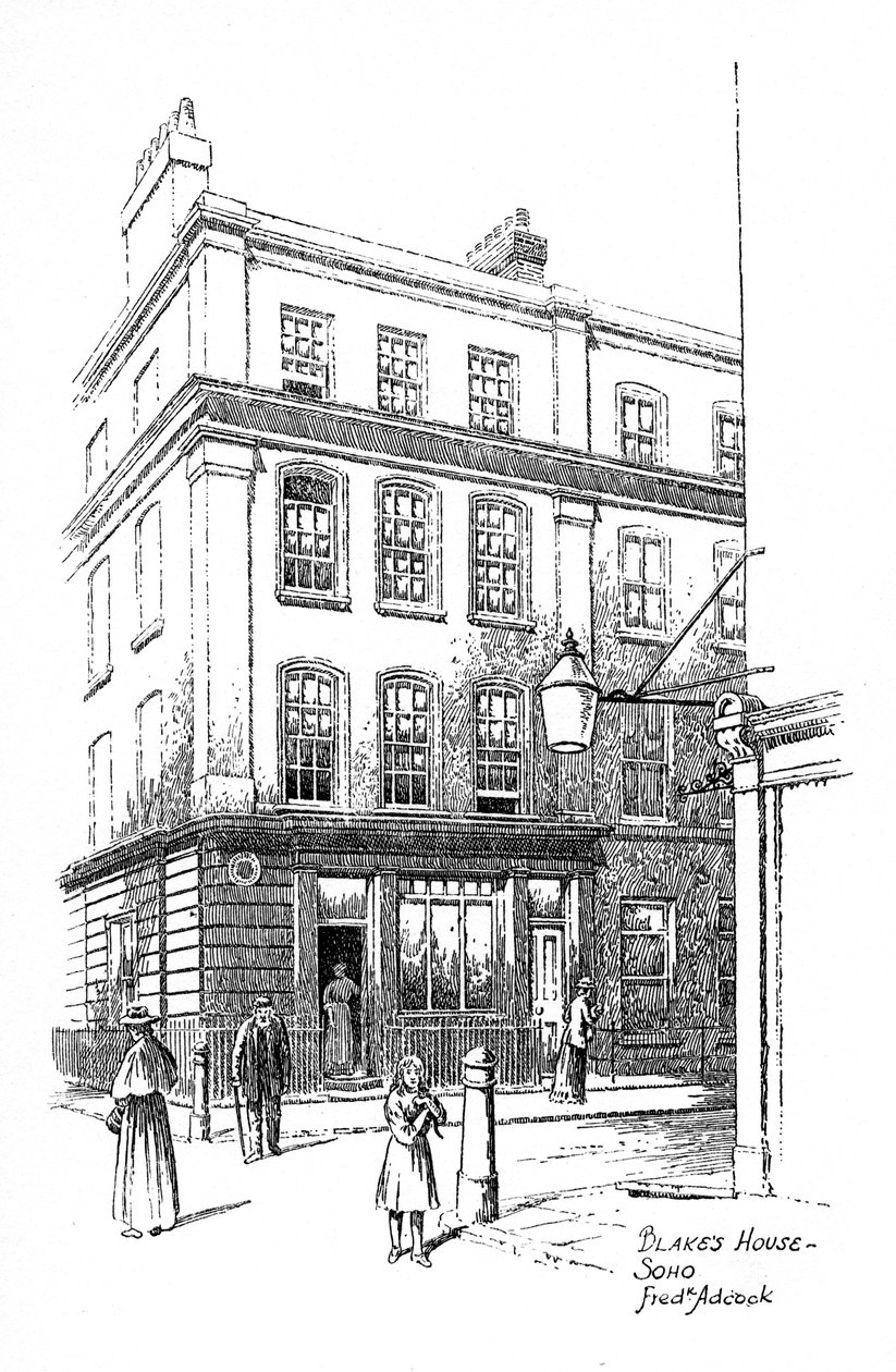 William Blakes hus, Soho, London, 1912 av Frederick Adcock