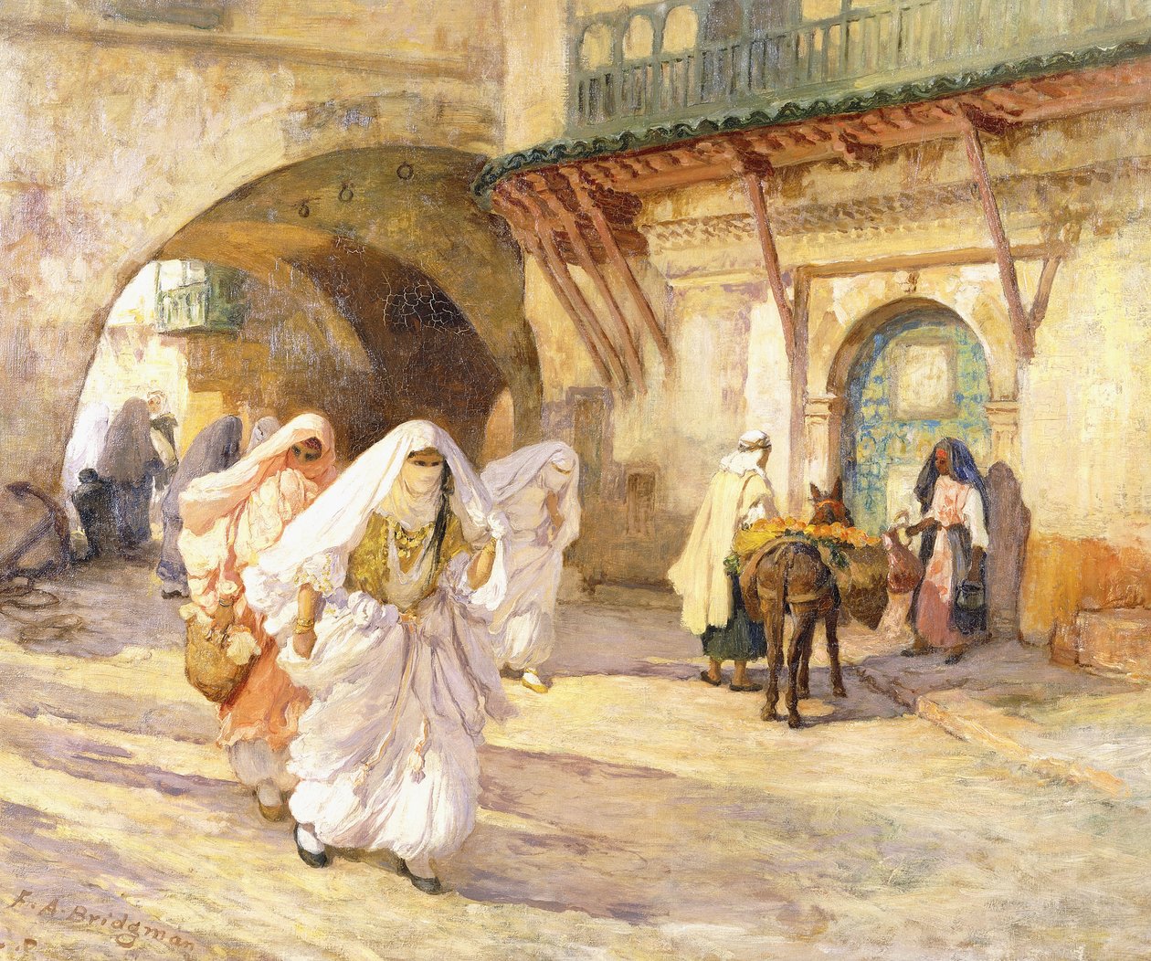 Arabiske kvinner i en gate, av Frederick Arthur Bridgman